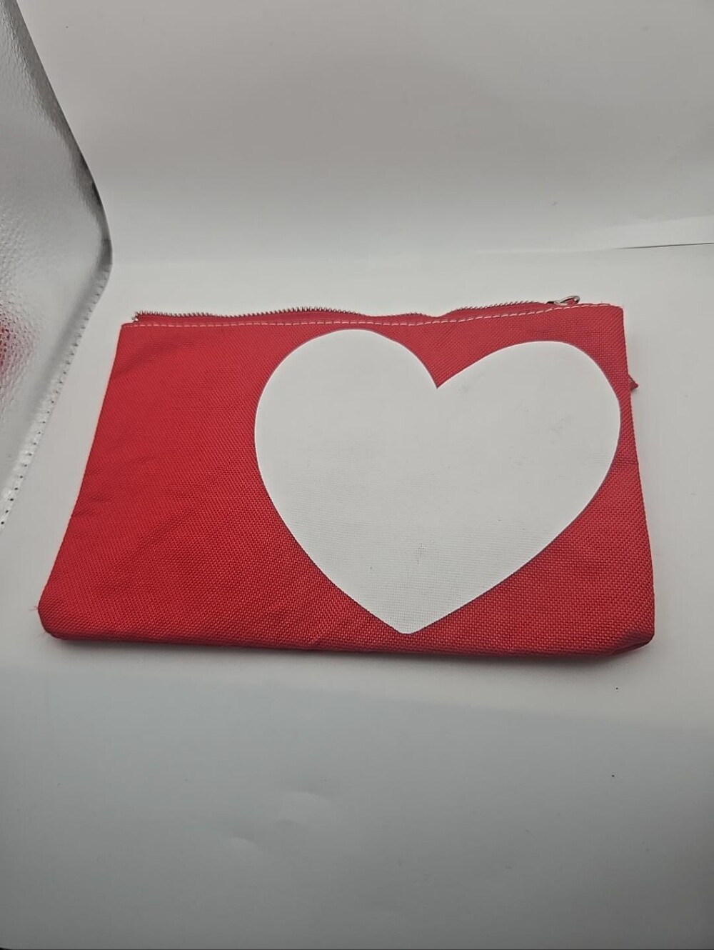 Red White Heart Zipper Pouch